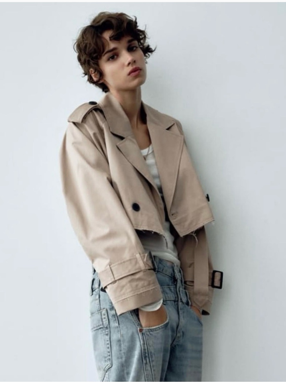 Zara Cropped Beige Trench Coat